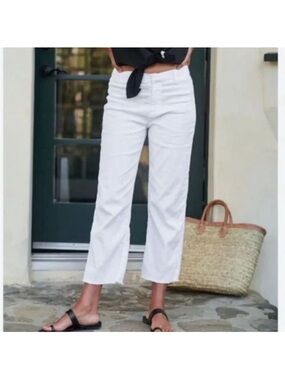 FRANK & EILEEN Sz 2 Kinsale White Linen Blend  Cropped Raw Hem Pants Orig$298
